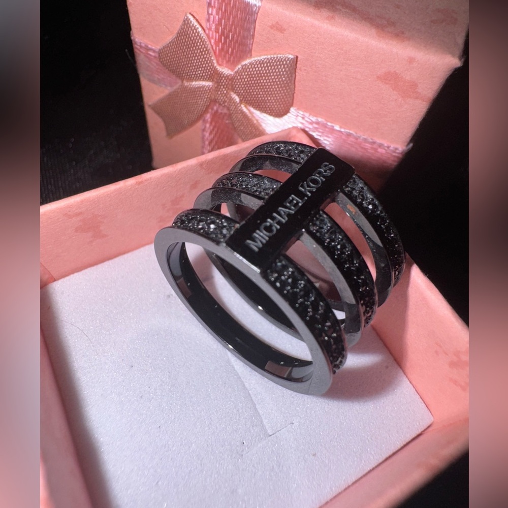 Michael Kors Pave Black Tone Ring